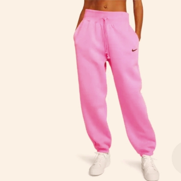 Nike Size XL Tall, Phoenix Fleece High-waisted, Oversized Sweatpants - Pink - Picture 1 of 9